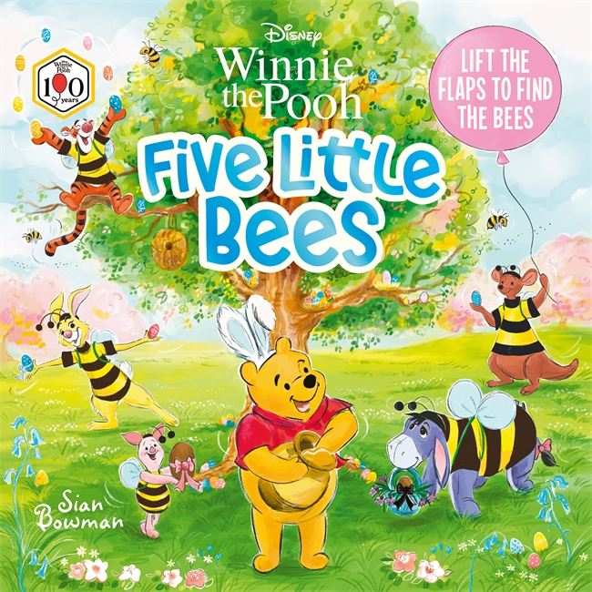 Book cover for Disney Winnie the Pooh: Five Little Bees: An Easter lift-the-flap picture book